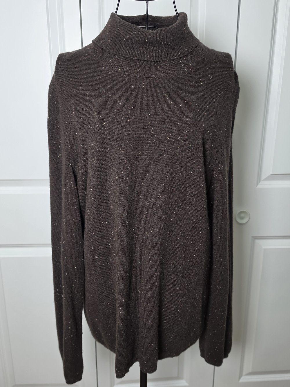 McDuff Essentials 100% Cashmere Brown Confetti Turtleneck Sweater Women's XL